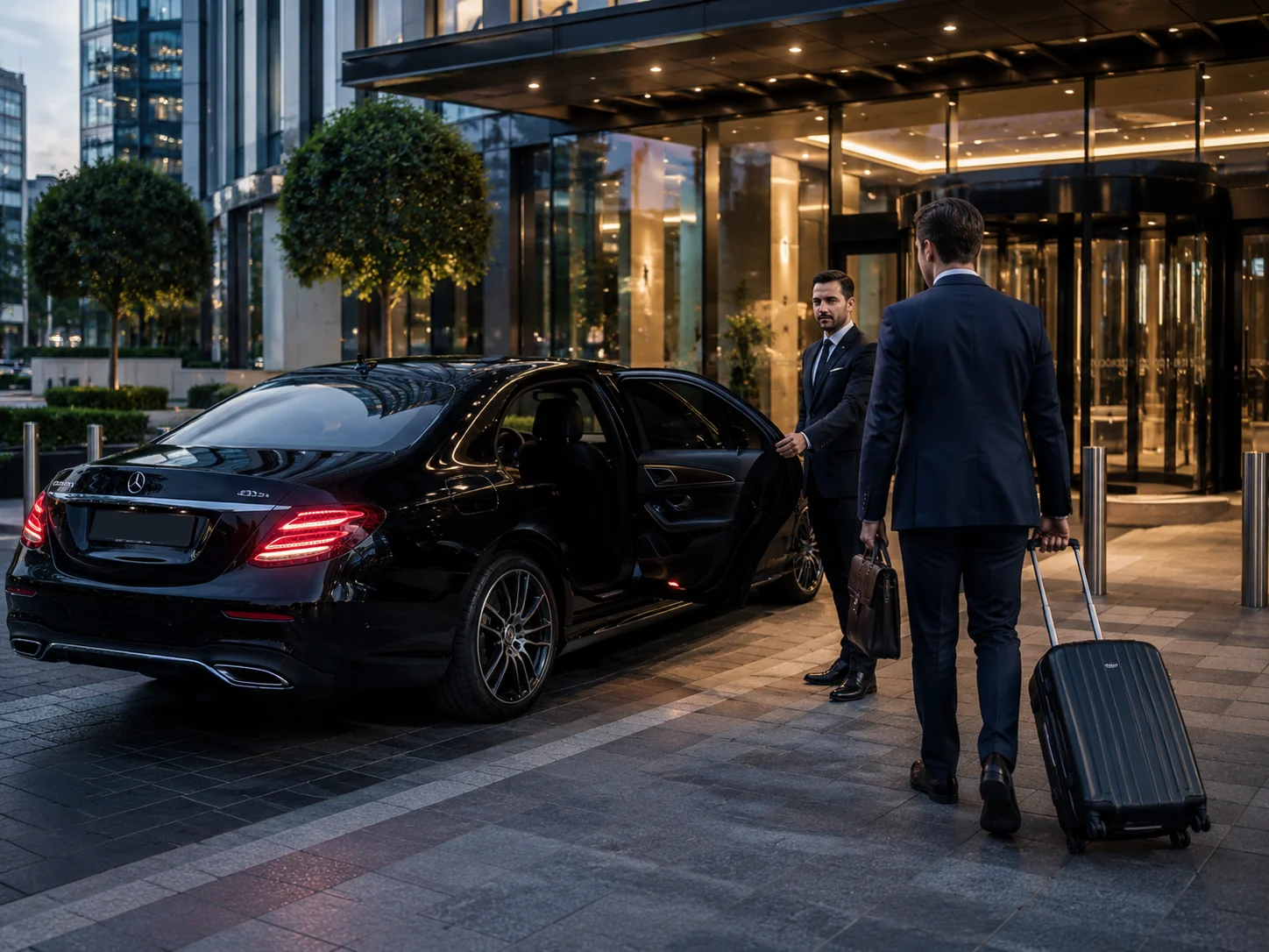 Executive business traveller using chauffeur transport
